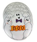 Halloween Ghost Trio BOO Set of 4 Vinyl Circle Placemats Happy Cute Bow Tie