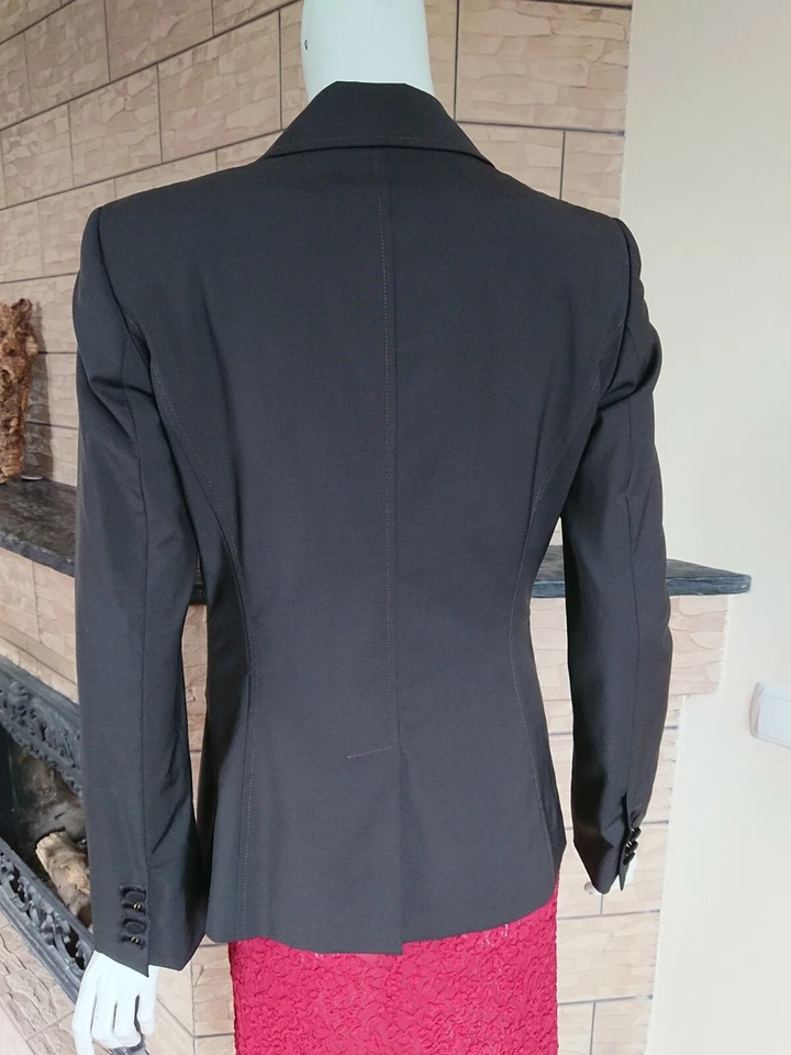 BALLY роскошный костюм Blazer куртка шерстяная смесь с подкладкой черный FR 38 IT40 US6 UK34 Италии - Изображение 4 из 4