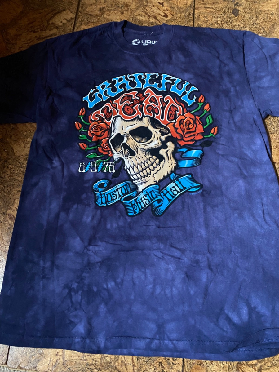Grateful Dead Tie Dye T-Shirt Boston Music Hall 1976 Liquid Blue