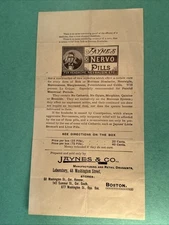JAYNES Nervo PILLS Antique c 1900 Medicine Boston Jayne's adv flyer headache