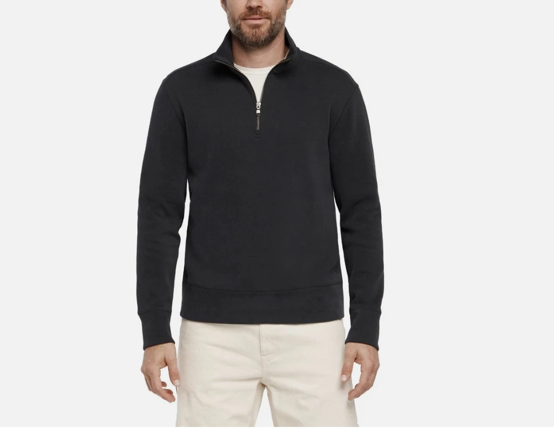 Banana Republic Men's 1/4 Zip Pullover Sweatshirt, Black, Size L