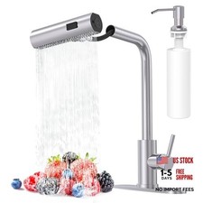 Kitchen Faucets with Pull Down Sprayer  Soap Brushed Nickel Touch On