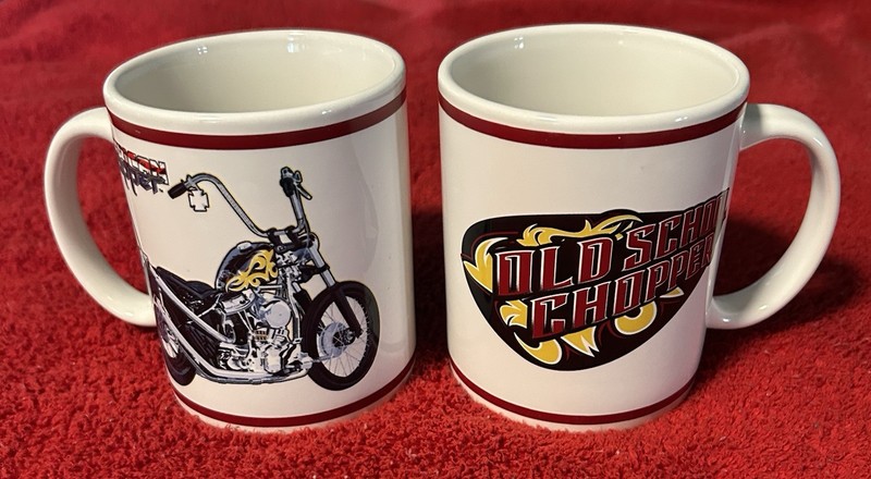 Orange County Choppers Old School Chopper Motorcycle Coffee Mug White/Red Trim