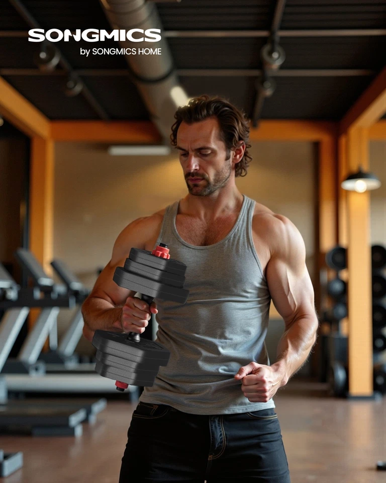 SONGMICS Hantelset, Hanteln mit Verbindungsstange, Hexagon, Kurzhantelset