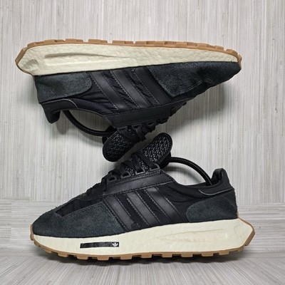 adidas Retropy E5 Men's Lace-Up Low Top Suede Sneakers Black Gum Outsole