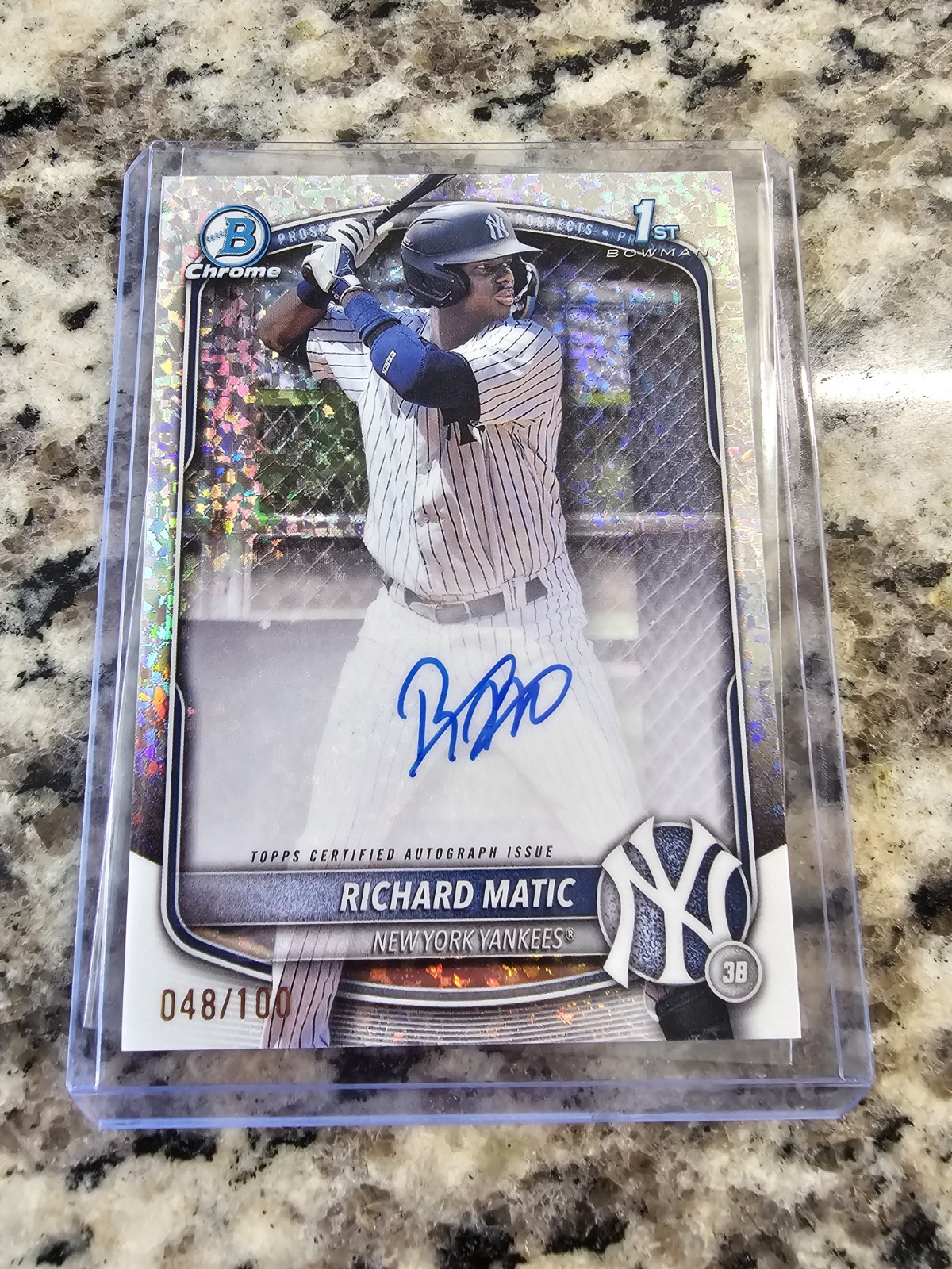 2025 Bowman Chrome Richard Matic 1st Mini-Diamond Refractor Auto /100 Yankees