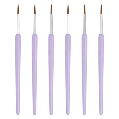 Miniature Detail Paint Brushes, 24mm Fine Tip Paint Brushes(Purple, Pack of 6)