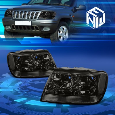For 99-04 Jeep Grand Cherokee WJ Smoked/Clear Corner Headlight Lamps Replacement