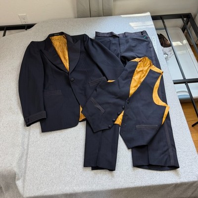 Hardy Amies 3-Piece Suit Mens 38S Jacket Sport Coat + Dress Pants + Vest