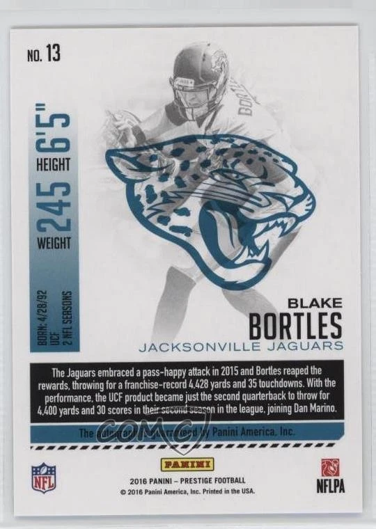 2016 Panini Prestige Veteran Signatures Blake Bortles #13 Auto - Image 2 of 2