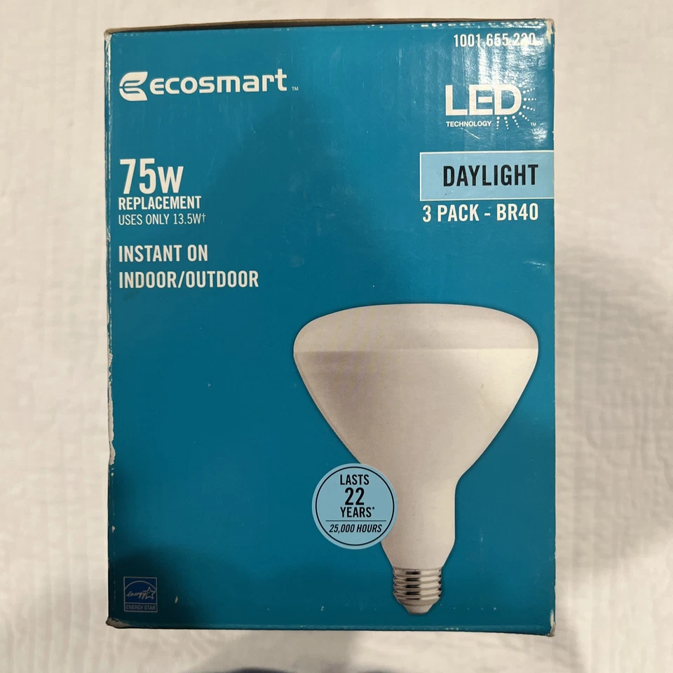 EcoSmart 75W Equivalent BR40 Dimmable LED Light Bulb Daylight (3-Pack) - Image 3 of 4