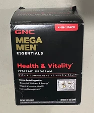 GNC Mega Men Essentials Health Vitality 30 Packs Vitamins OPEN BOX, SEE PICTURES