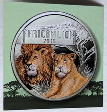 2015 BURUNDI AFRICAN LION 1 OZ SILVER only 500 Color Proof BU W/ COA RARE!