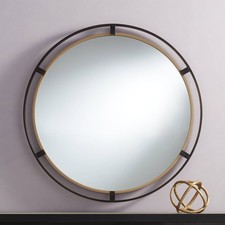 Round Vanity Mirror with Rustic Bronze Frame
