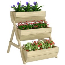 Outsunny 3 Tier Raised Garden Bed Wooden Elevated Planter Box Kit, Green