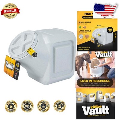 Vittles Vault Airtight Pet Food Container 40lb, BPA-Free HDPE, Stackable Design