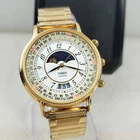 VINTAGE 1990'S TIMEX DAY/NIGHT INDICATOR CALENDAR GOLD TONE QUARTZ MEN'S WATCH