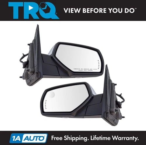 TRQ Mirror Power Folding Heated Memory Signal Puddle Chrome Pair for GM Pickup