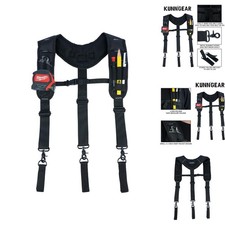 Heavy Duty 3-Point Padded Tool Belt Suspenders Construction Work Pouch Harness