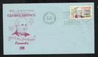 Canada #484, 1968 5¢ George Brown, Kolor Kover cachet FDC VF