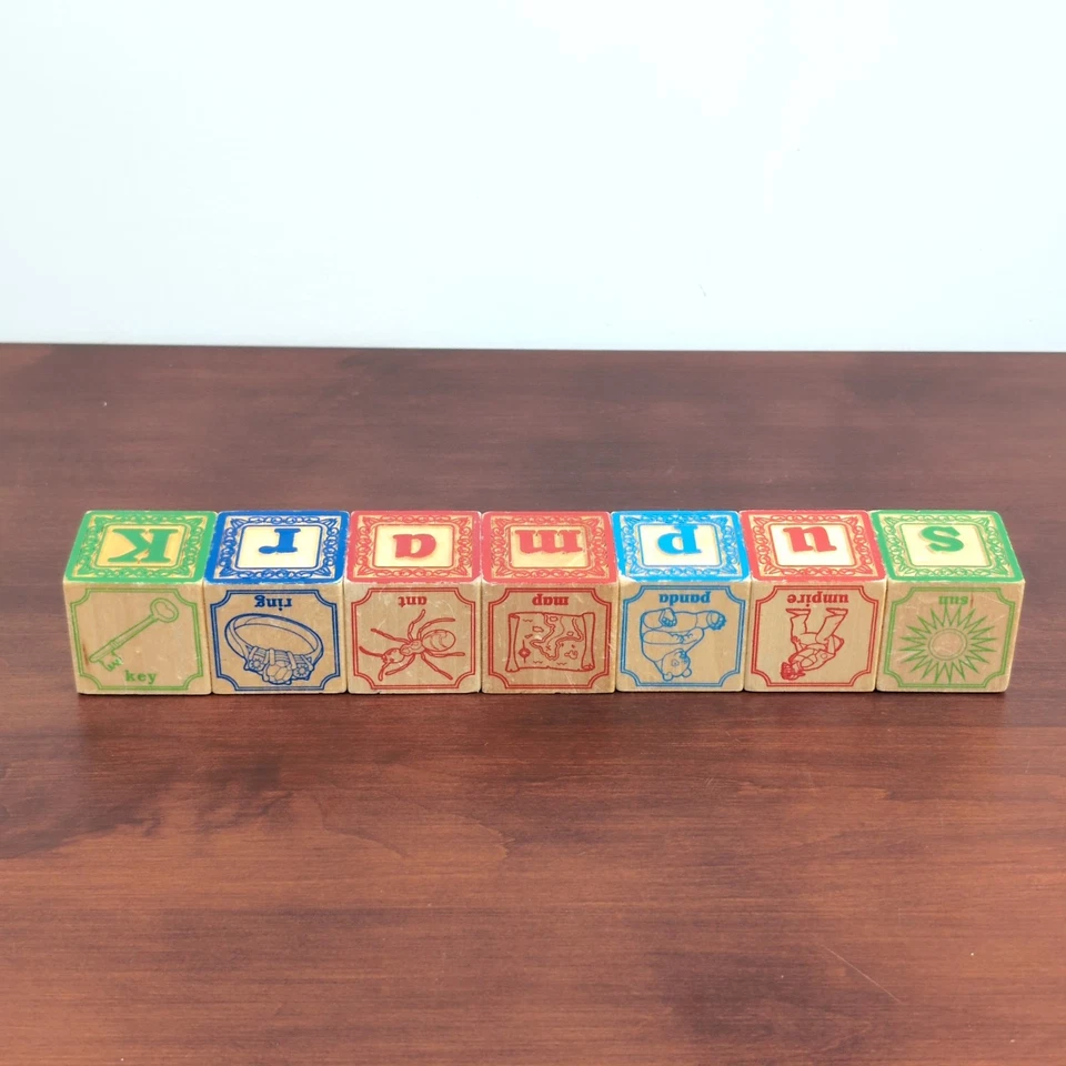 Bloques de alfabeto de madera de colección ortografía KRAMPUS ~Santa's Evil Opposite ~ decoración retro Foto 3 de 4