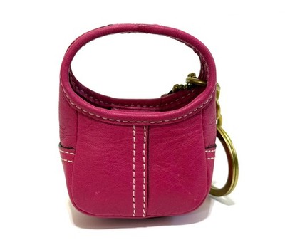 RARE Coach Vtg Raspberry Pink Leather ERGO Hobo Mini Keychain Fob