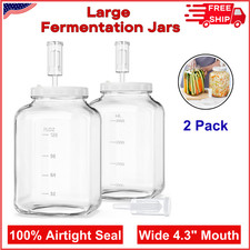 1.5 Gallon Large Fermentation Jars W/ 2 Airtight Lids And 3 Airlocks, Wide Mouth