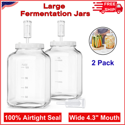 #ad #ad 1.5 Gallon Large Fermentation Jars W 2 Airtight Lids And 3 Airlocks Wide Mouth $49.32