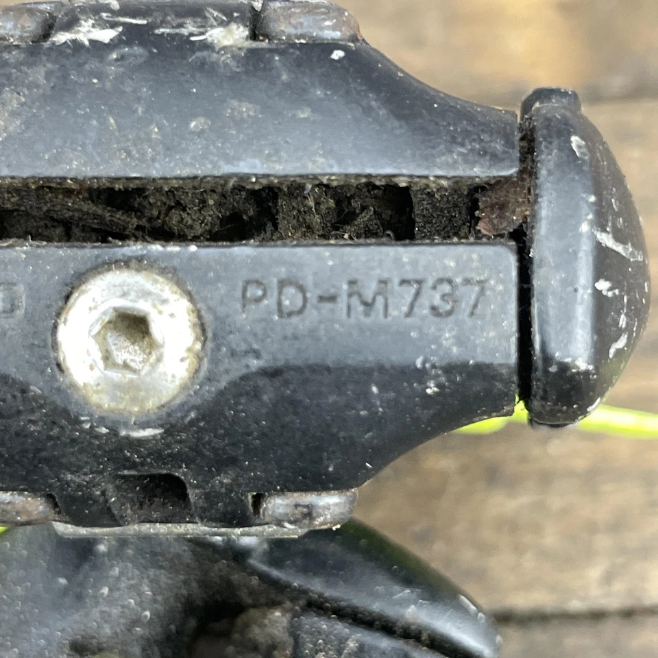 Pedales sin clip vintage Shimano Deore XT PD-M737 bicicleta MTB años 90 SPD negra Foto 3 de 4