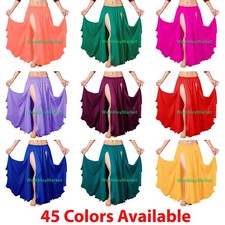 2 Layer 2 Front Slit Skirt Chiffon Full Circle Gypsy Belly Dance Tribal Flamenco