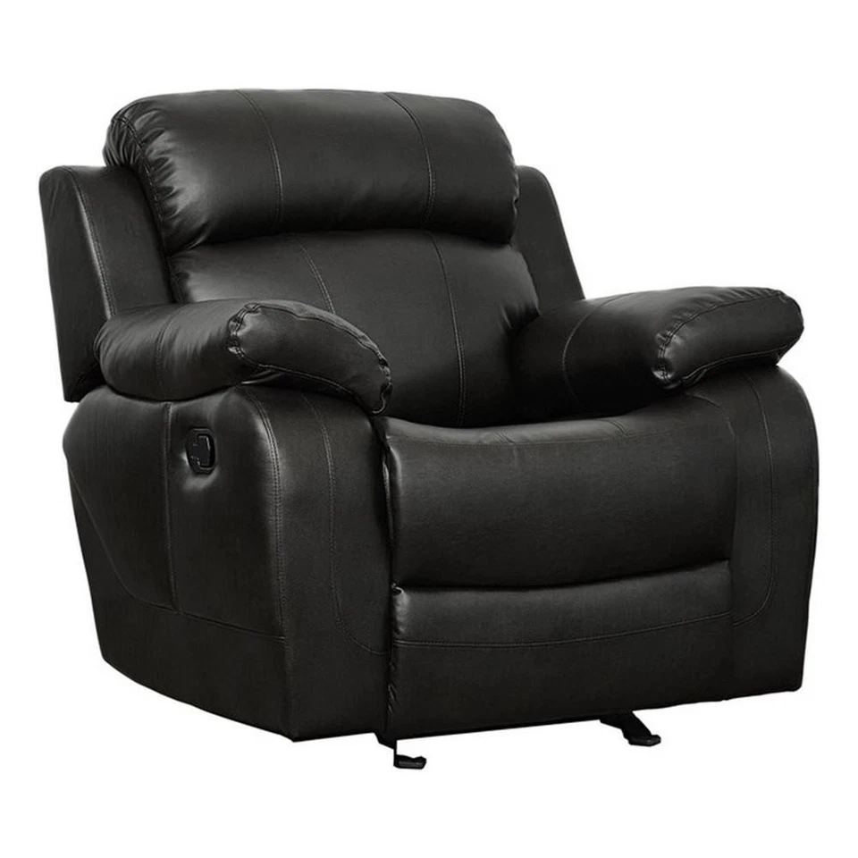 Lexicon Marille Traditional Faux Leather Glider Reclining Chair in Black - Image 2 of 4