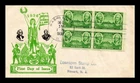 US COVER ARMY HEROES WASHINGTON GREENE FDC SCOTT 785 BLOCK OF 4 DYER CACHET