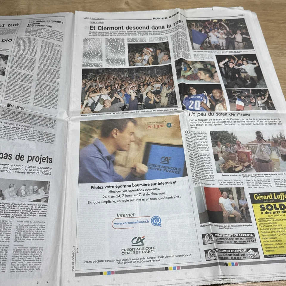 La Montagne Journal 3 Juillet 2000 Euro Football Équipe France - Photo 3/4