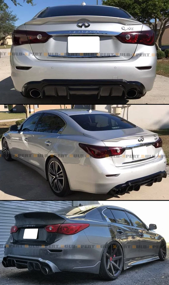 FOR 2014-17 INFINITI Q50 JDM LH STYLE REAR BUMPER ADD-ON DIFFUSER W/ VENT DESIGN - Image 4 of 4