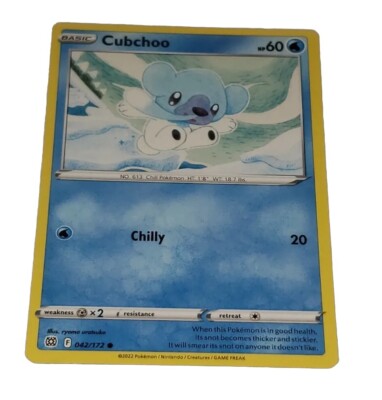 cubchoo pokemon card Cubchoo 42/172 Brilliant Stars Common Pokemon Trading Card Game TCG