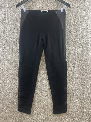 Yoana Baraschi Black Knit|Lambskin Paneled Pants Slim Leg Women's Size M