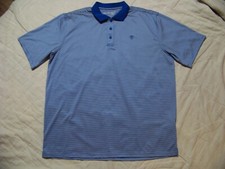 Ariat Tek Polo Shirt - Heat Series - Size L - Blue / White Stripe