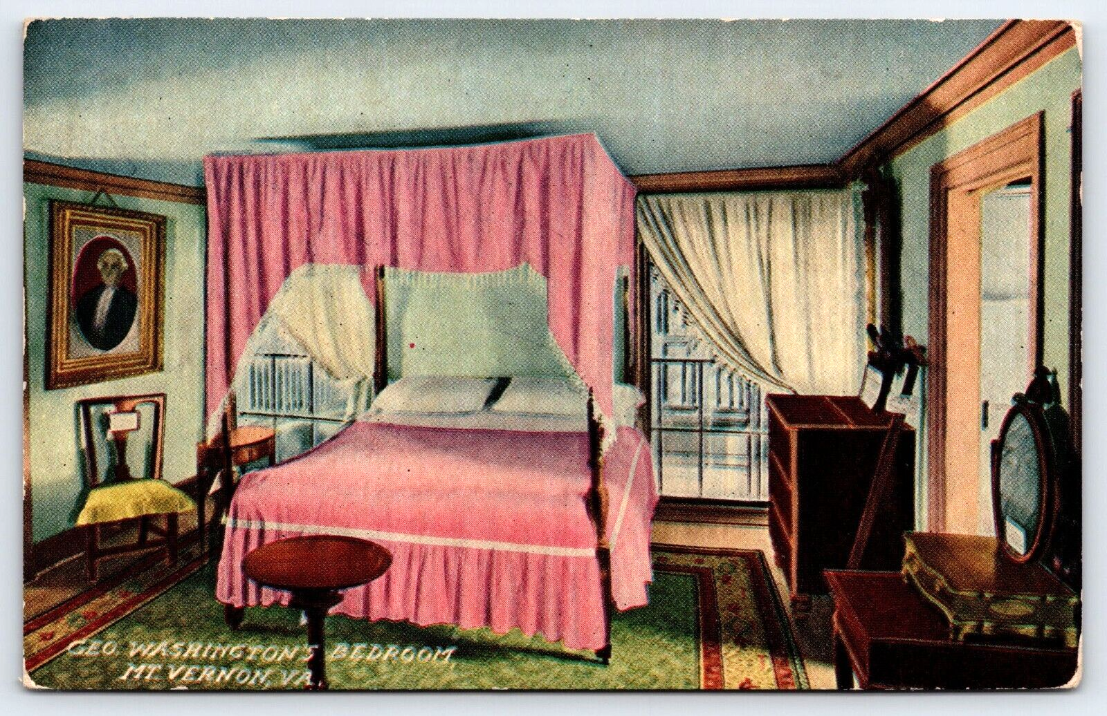 Original Old Vintage Antique Postcard George Washington's Bedroom Mt. Vernon, VA
