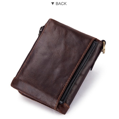 Men's RFID Blocking Wallet Genuine Leather Purse Card Slots Coins Holder Chain - Picture 8 of 8