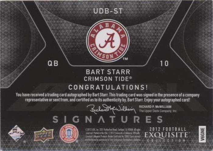 2012 Exquisite Collection Bart Starr #UDB-ST