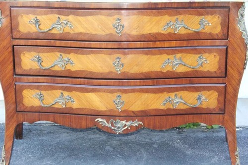 Superb Bronze Mounted French Louis XV Marble Top Commode, circa 1900