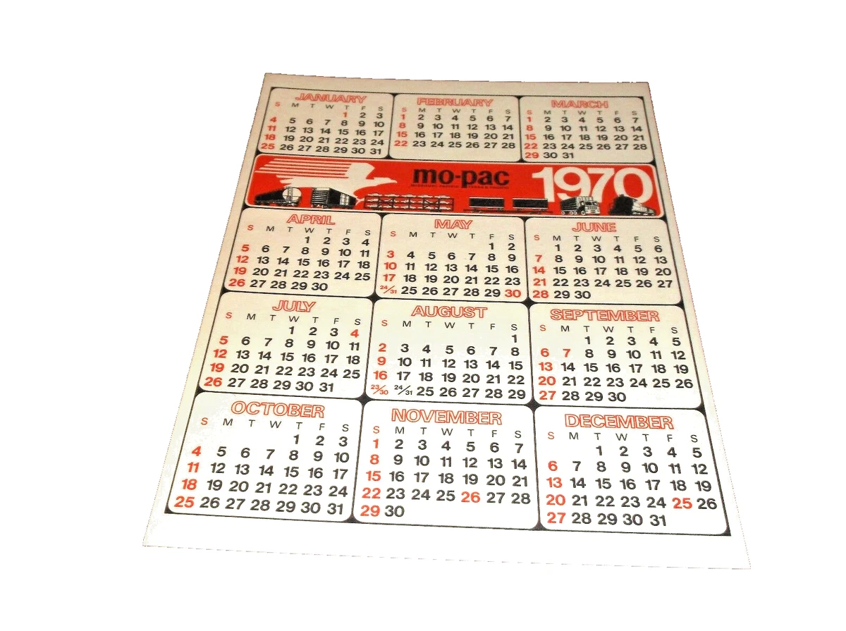 1970 MOPAC MISSOURI PACIFIC SMALL DESK CALENDAR | eBay