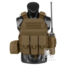 KRYDEX LBT-6094A Plate Carrier Tactical Body Armor Vest with Pouch Ranger Coyote