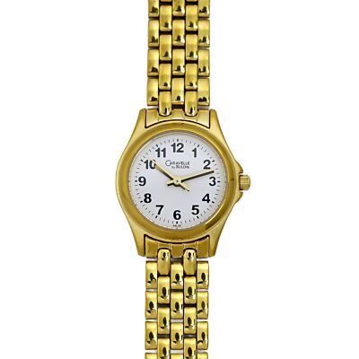 Caravelle Bulova Ladies Vintage Gold Plated White Dial Watch  display picture 3