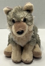 Wild Republic Plush Wolf Cuddlekins Realistic Stuffed Animal 8" Grey Tan Sitting