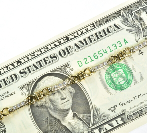 14 Karat Solid Gold , Natural DIAMOND link bracelet art deco style - Picture 15 of 21
