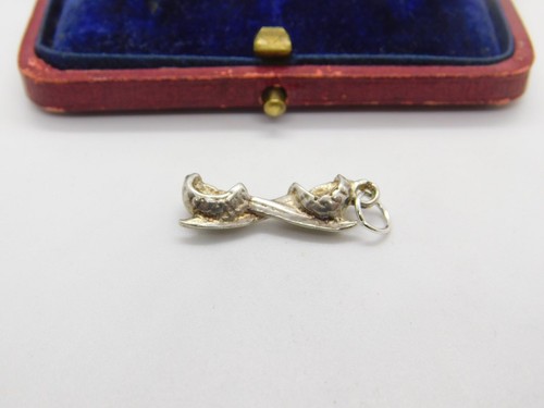 Sterling Silver Crossed Pirate Swords Charm Pendant Vintage c1970