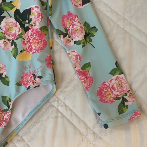 Betsey Johnson Girls RashGuard Long Sleeve Floral Swimsuit One Piece Teal Pink 6 - Picture 4 of 17