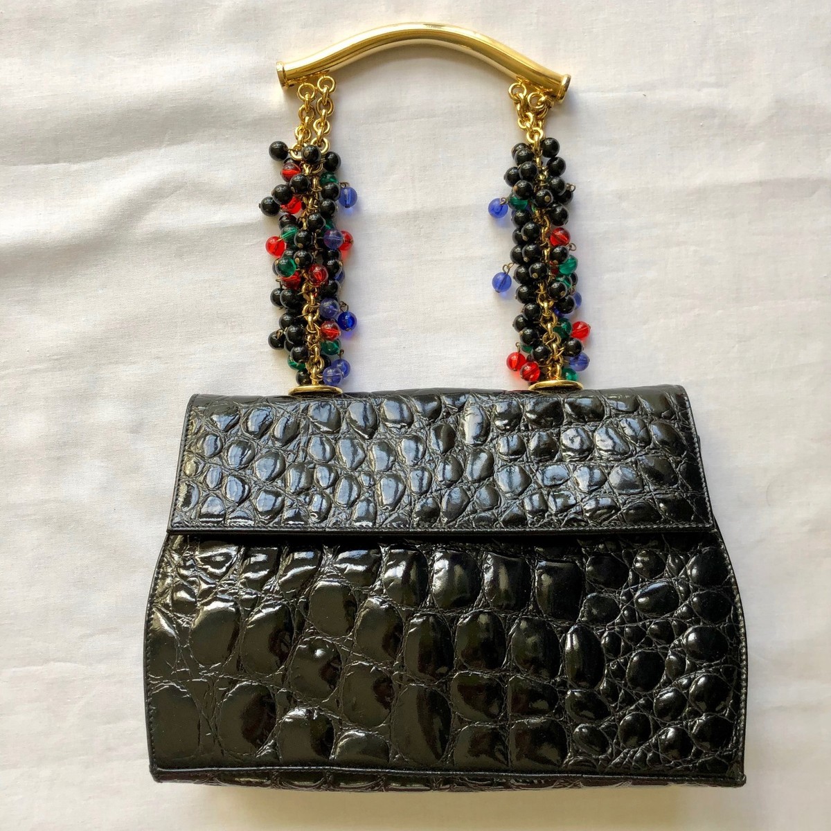 美品【Gianni Versace】チェーンバッグ　ゴールド金具　ハラコ GIANNI VERSACE Orange shoulder bag w/ iconic Chain. F/W 1992