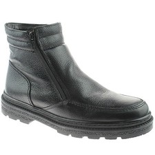 MENS ROAMERS FUR LINED ANKLE BOOTS WARM TWIN ZIP LEATHER M333A